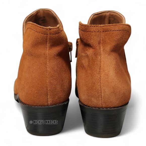 Vionic Liv Cognac Tan Suede Low Heel Ankle Booties Western Comfort Size 8.5W - Picture 8 of 11